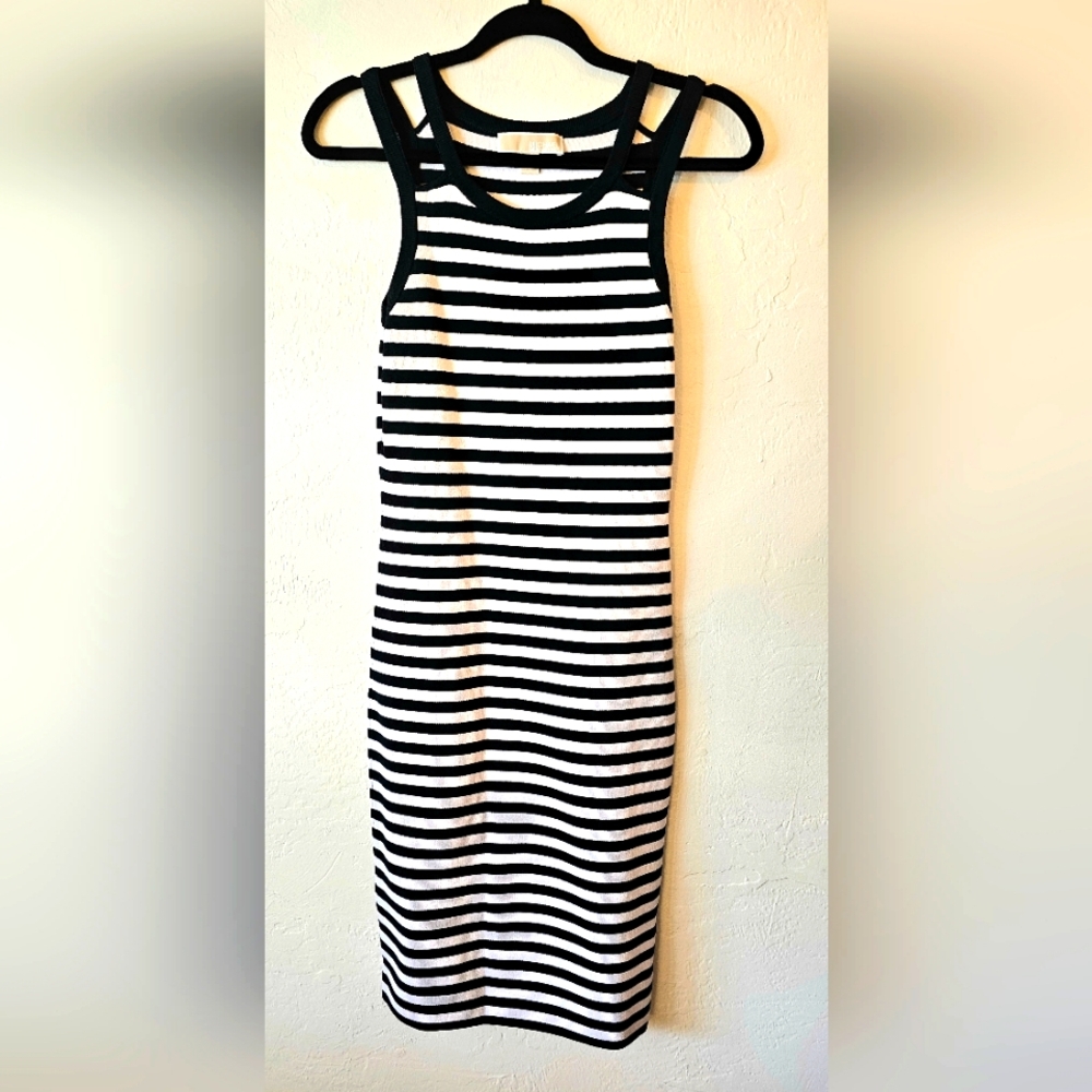 Michael Kors Bodycon Navy Blue And White Stripe Dress Size Small